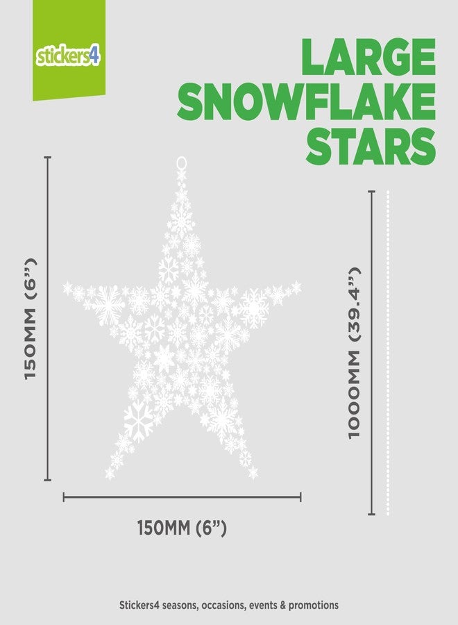 Stickers4 Large 10 x Hanging Christmas Ornament Window Clings with 60 Snowflake Clings in Snowflake Stars Design - Large Christmas Window clings - Image 4